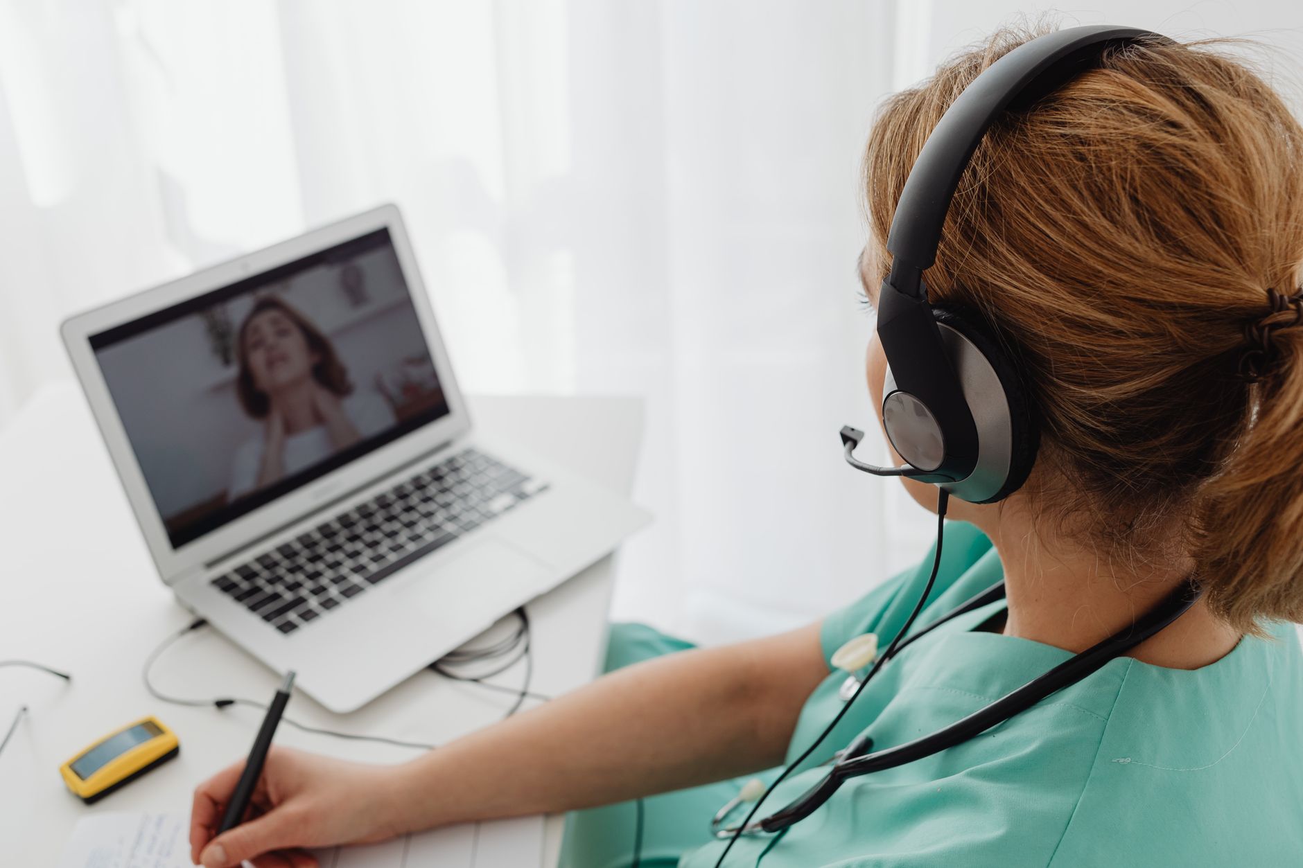 Telehealth psychiatric video visit for a patient in California